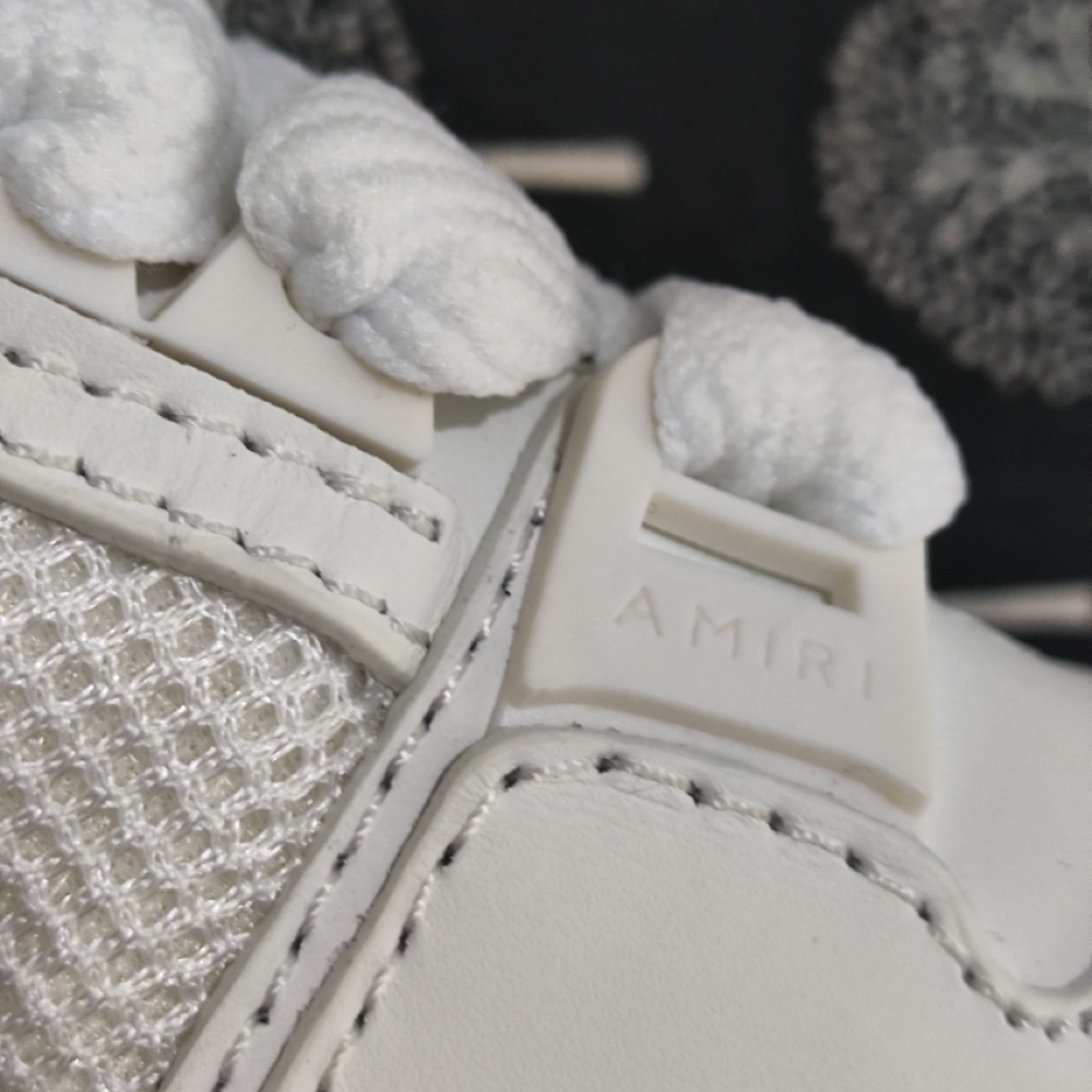 AMIRI White Low-Top Athletic Sneakers with Star Perforation - Picture 10 of 15